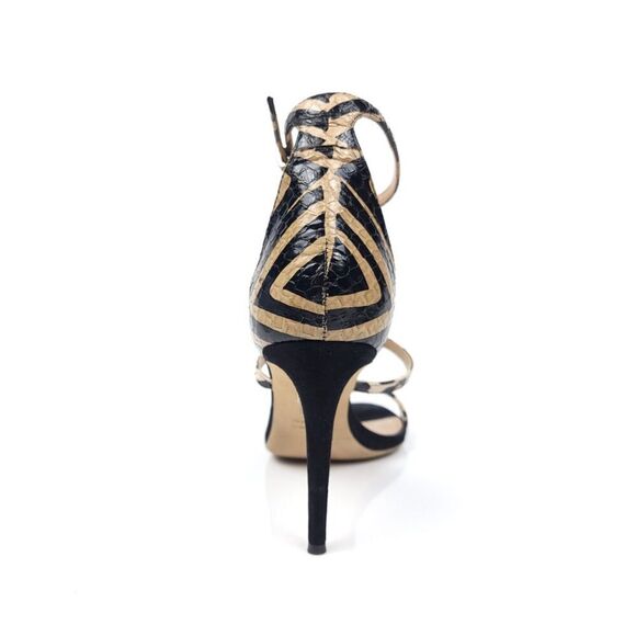 TAMARA MELLON 90s Clear Strappy Leopard Print Black Suede Stiletto Heels 8.5 Y2k - Picture 8 of 16